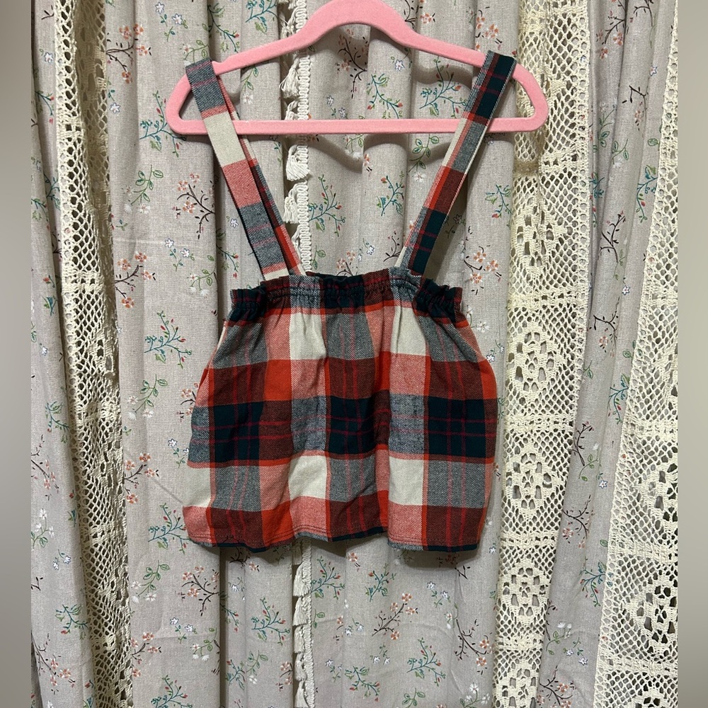 Tullabee Girl’s Christmas‎ Romper Plaid Adjustable Straps 100% Cotton  2T
